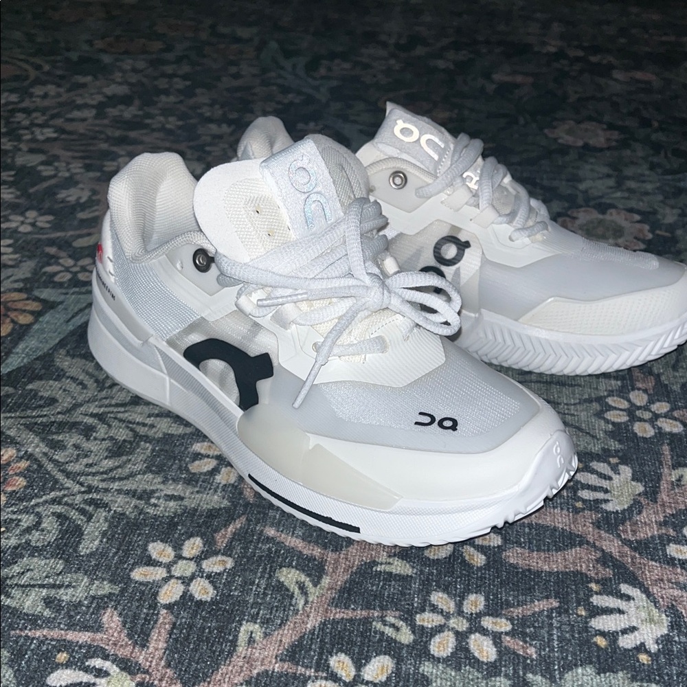 White Athletic Sneakers with Black Accents